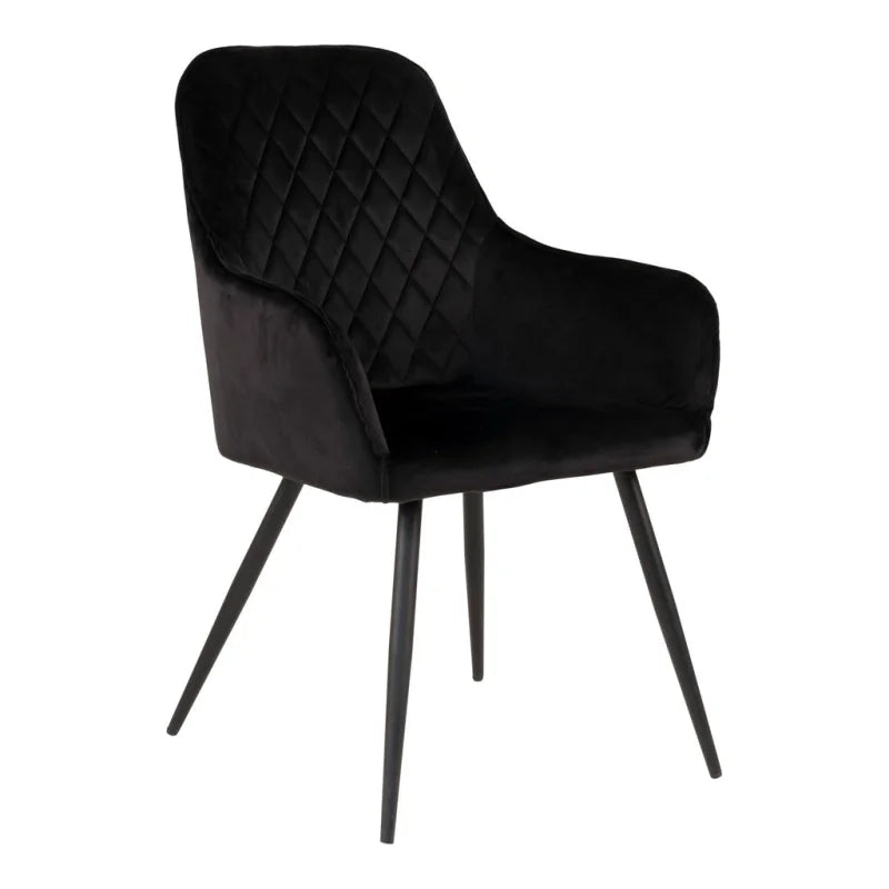 Harbo Dining Chair - Chair in black velvet with black legs - set of 2 - Velaria Interiors