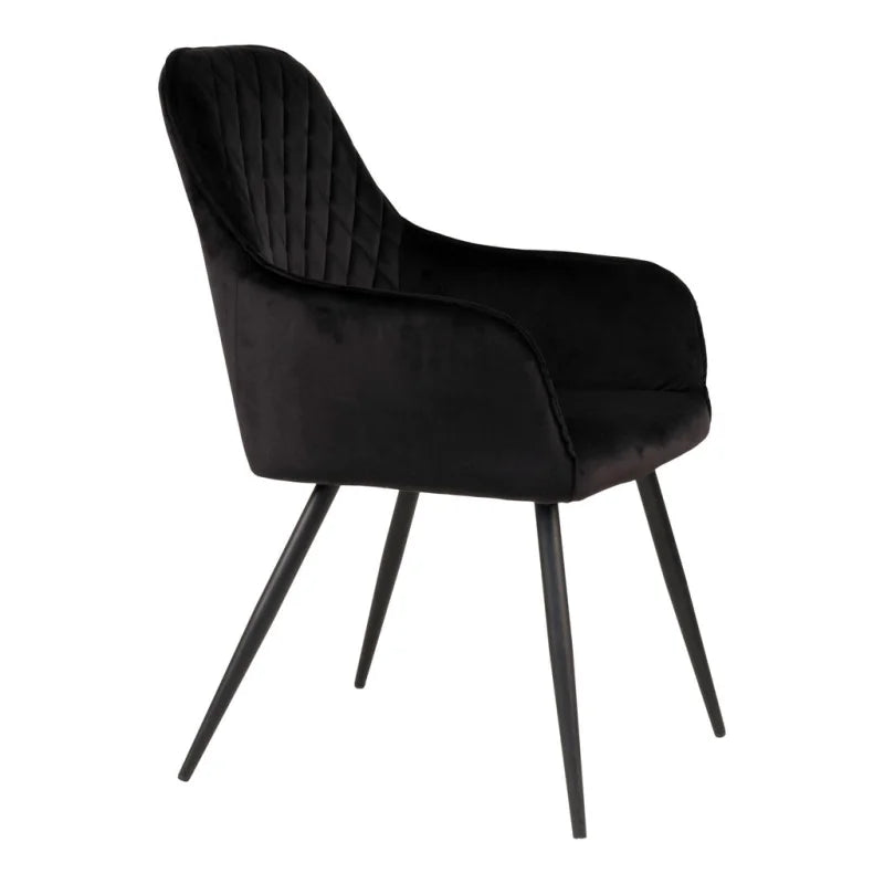 Harbo Dining Chair - Chair in black velvet with black legs - set of 2 - Velaria Interiors