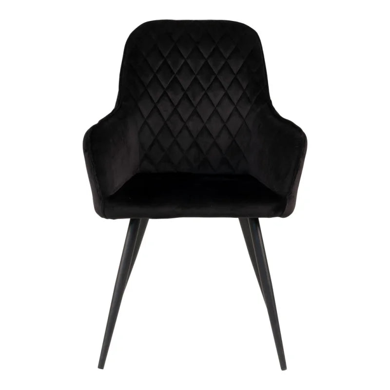 Harbo Dining Chair - Chair in black velvet with black legs - set of 2 - Velaria Interiors