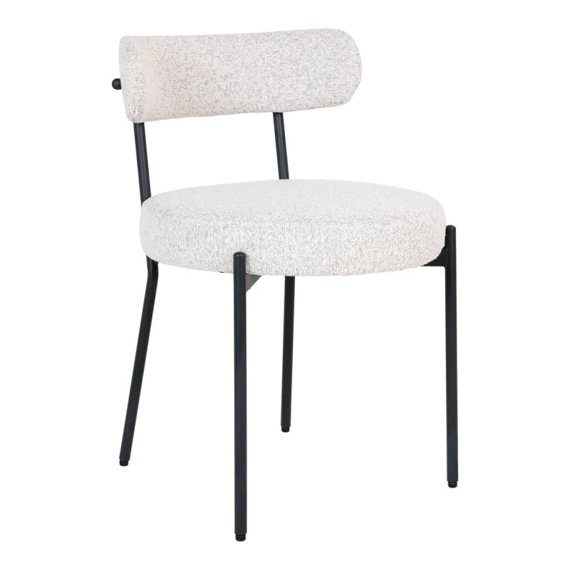 Badalona Dining Chair - Dining Chair, white bouclé with black legs, HN1270 - set of 2 - Velaria Interiors