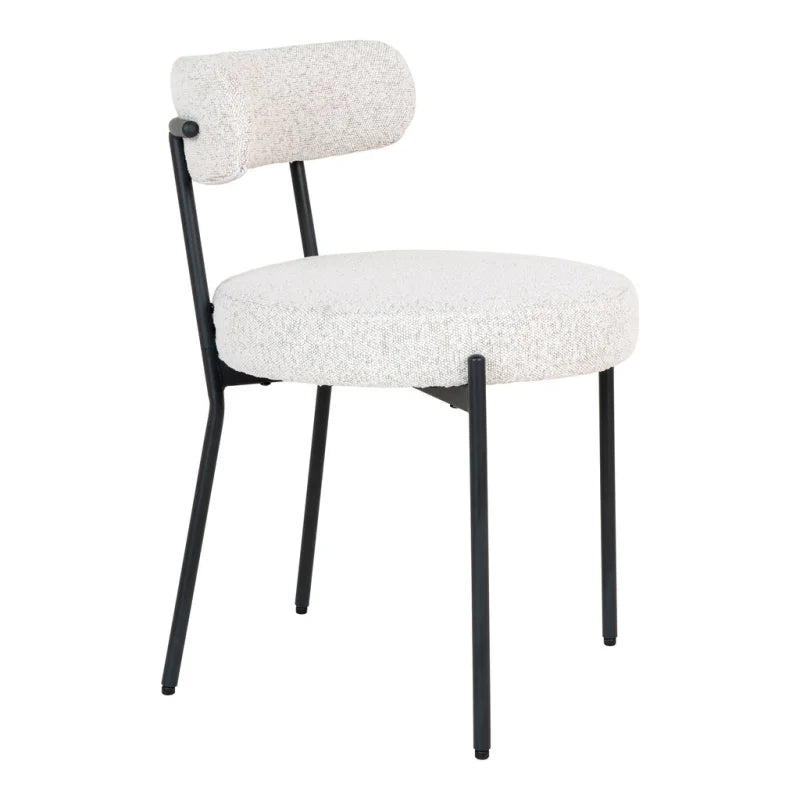 Badalona Dining Chair - Dining Chair, white bouclé with black legs, HN1270 - set of 2 - Velaria Interiors