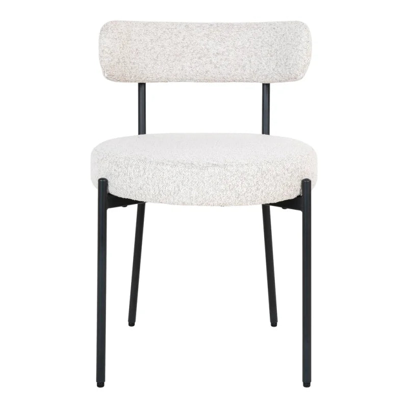 Badalona Dining Chair - Dining Chair, white bouclé with black legs, HN1270 - set of 2 - Velaria Interiors