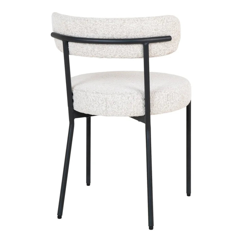 Badalona Dining Chair - Dining Chair, white bouclé with black legs, HN1270 - set of 2 - Velaria Interiors