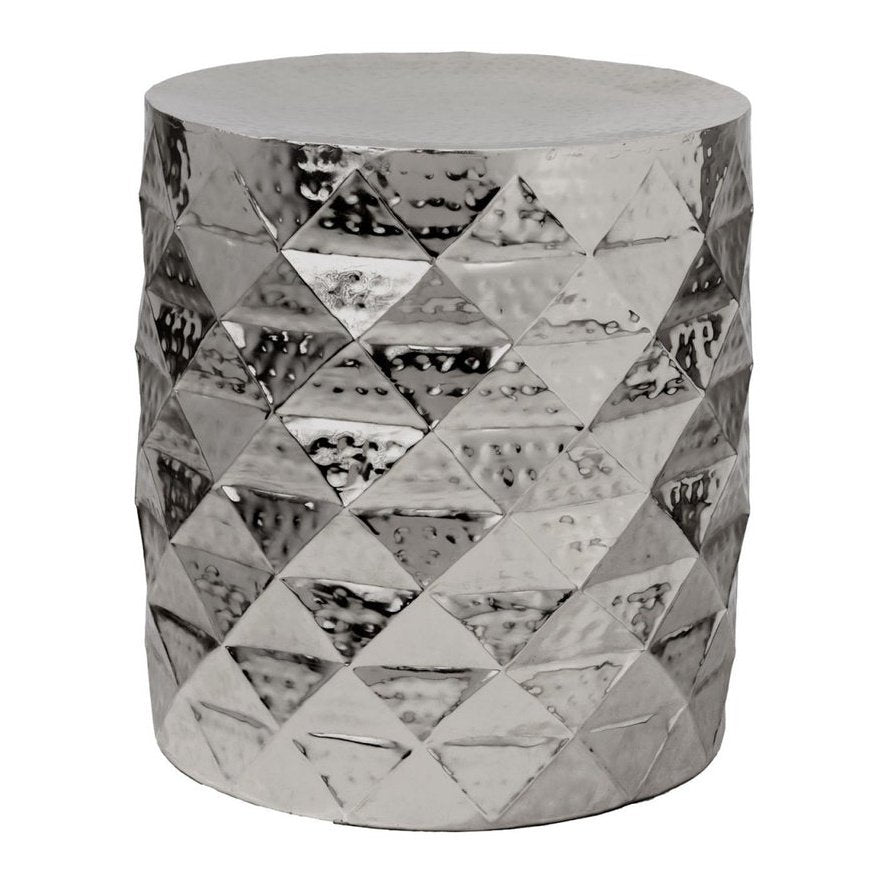 Bijzettafel Metaal ø 40 x 45 cm Decoratietafel Marrakech rond zilver of goud Honingraatontwerp Aluminium - Velaria Interiors