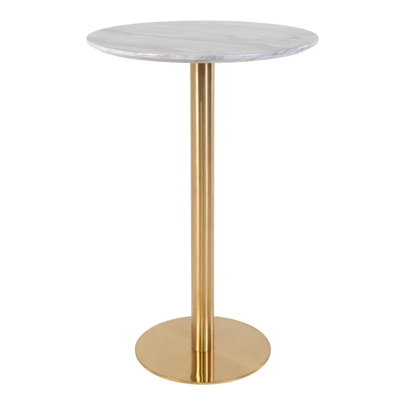 Bolzano Bar Table - Bar table with top in marble look and brass base Ã¸70x105cm - Velaria Interiors