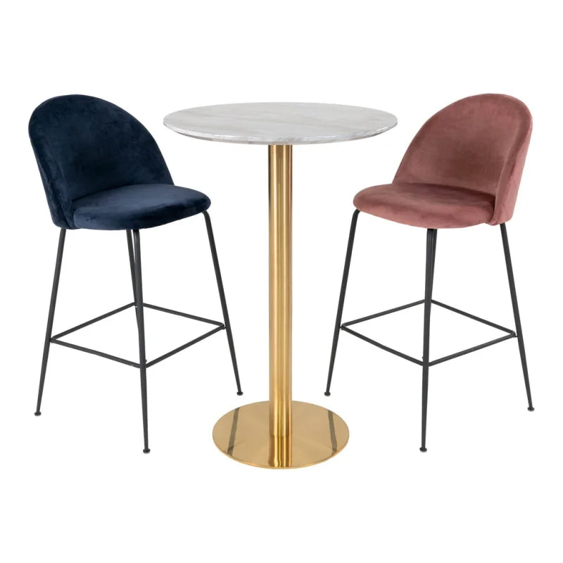 Bolzano Bar Table - Bar table with top in marble look and brass base Ã¸70x105cm - Velaria Interiors