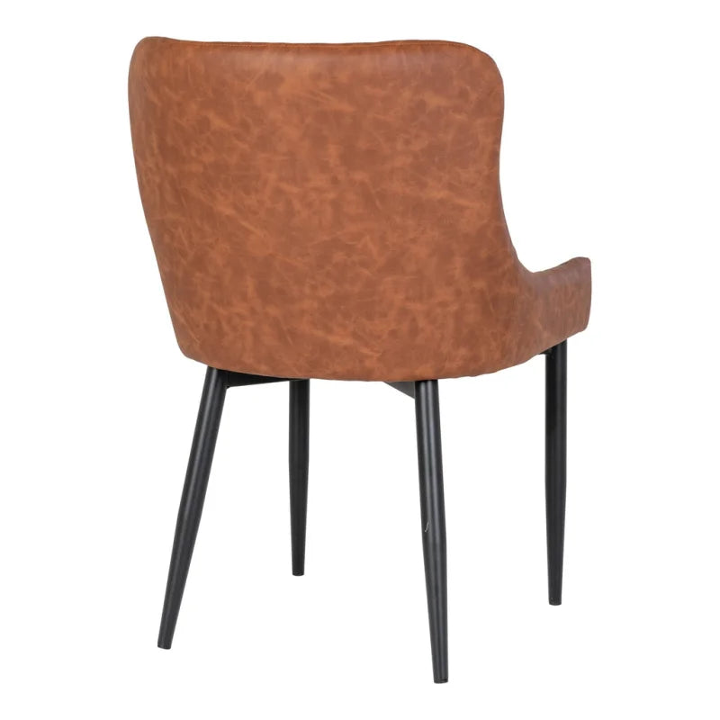 Boston Dining Chair - Chair in vintage brown PU with black legs - Velaria Interiors