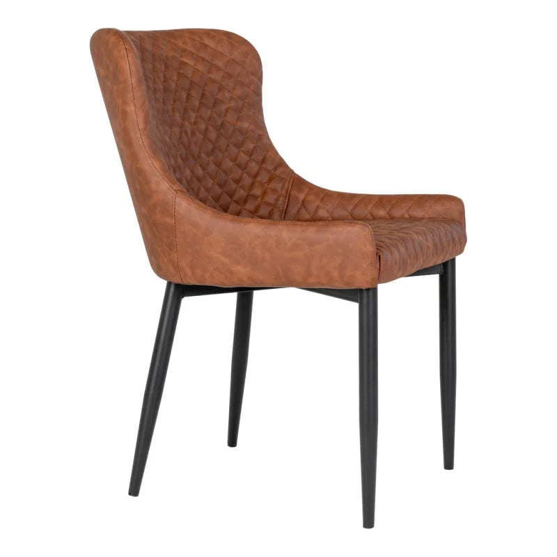 Boston Dining Chair - Chair in vintage brown PU with black legs - Velaria Interiors