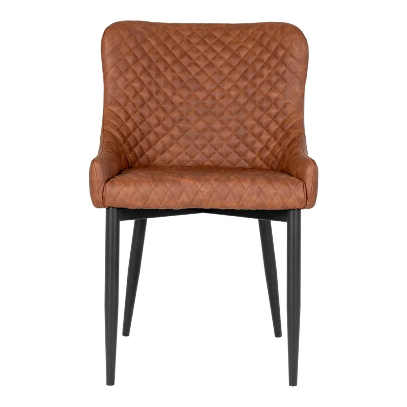 Boston Dining Chair - Chair in vintage brown PU with black legs - Velaria Interiors