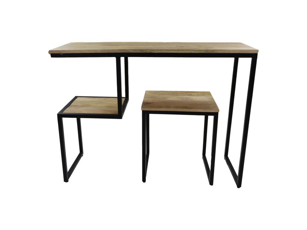 Console tafel - 100x35x75 - Naturel/zwart - Mangohout/ijzer - Velaria Interiors