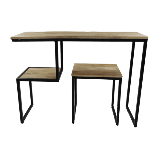 Console tafel - 100x35x75 - Naturel/zwart - Mangohout/ijzer - Velaria Interiors