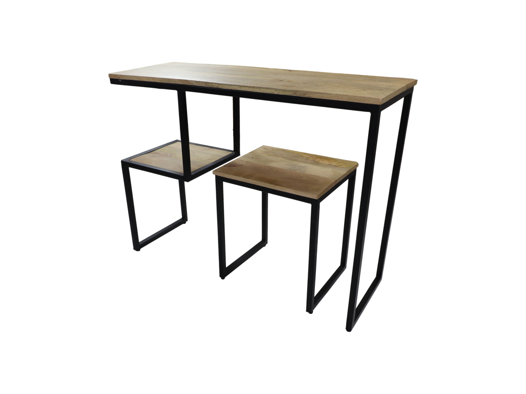 Console tafel - 100x35x75 - Naturel/zwart - Mangohout/ijzer - Velaria Interiors