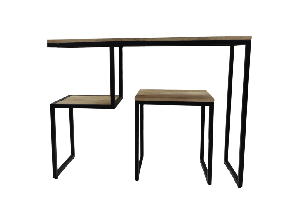 Console tafel - 100x35x75 - Naturel/zwart - Mangohout/ijzer - Velaria Interiors