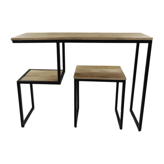 Console tafel - 100x35x75 - Naturel/zwart - Mangohout/ijzer - Velaria Interiors