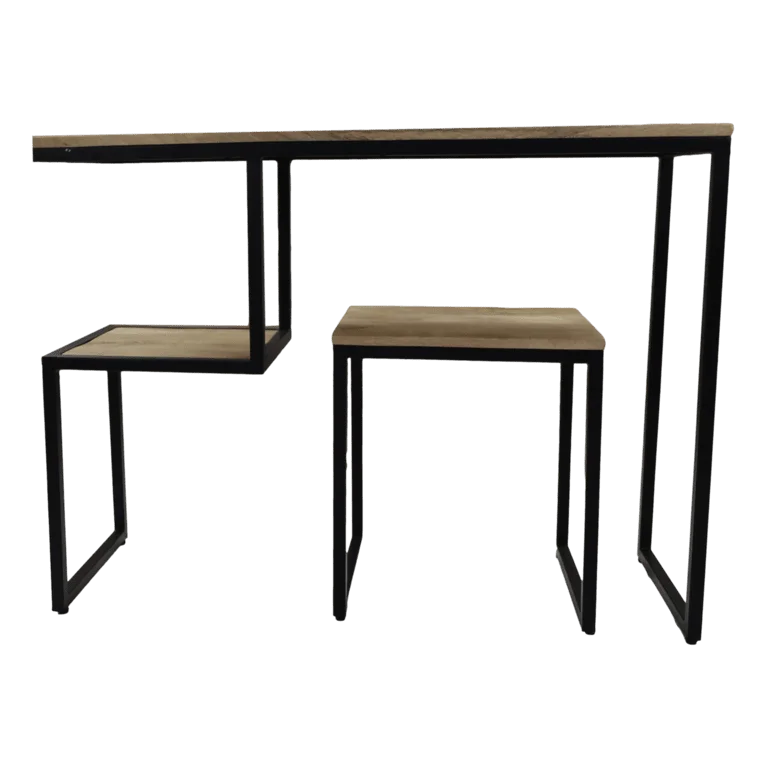 Console tafel - 100x35x75 - Naturel/zwart - Mangohout/ijzer - Velaria Interiors