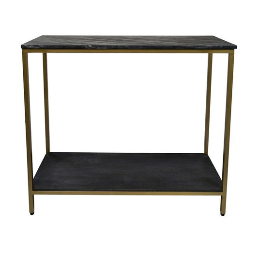 Console tafel - 100x35x86 - Zwart/goud - Marmer/metaal/mangohout - Velaria Interiors