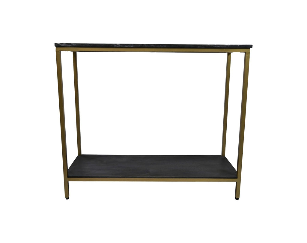 Console tafel - 100x35x86 - Zwart/goud - Marmer/metaal/mangohout - Velaria Interiors