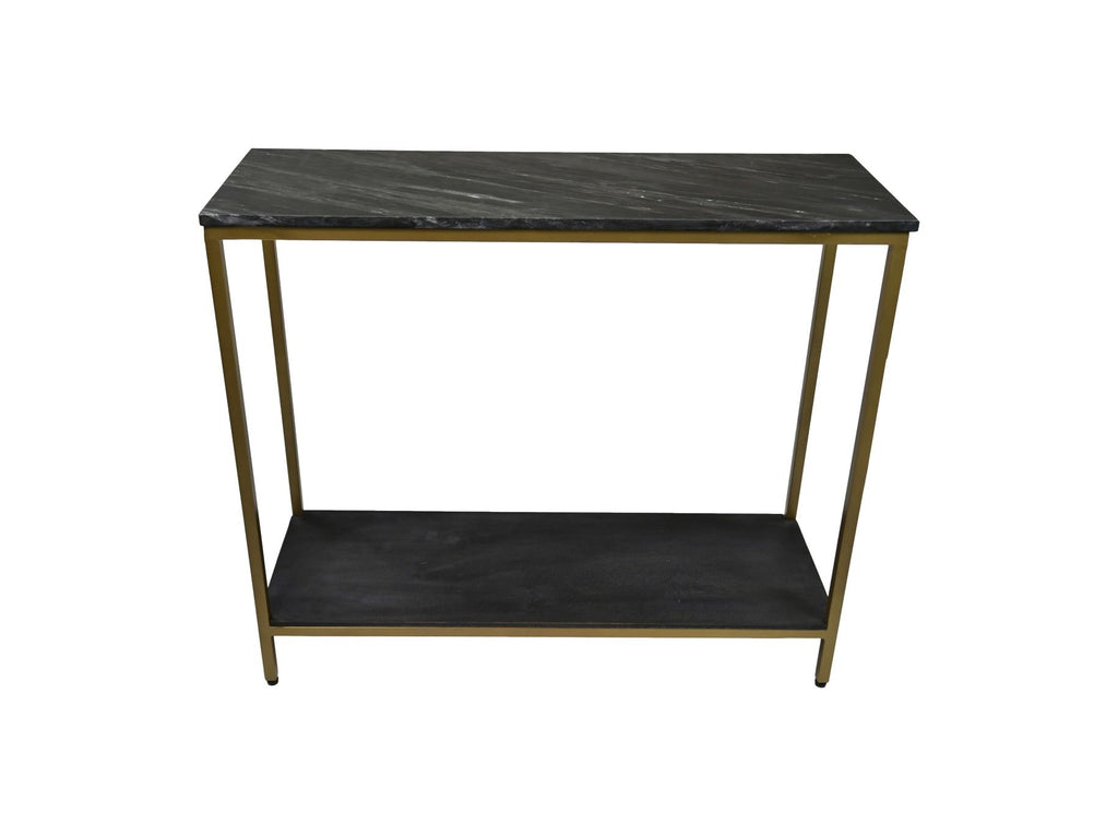 Console tafel - 100x35x86 - Zwart/goud - Marmer/metaal/mangohout - Velaria Interiors