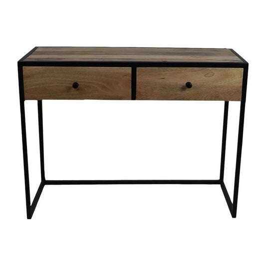 Console tafel Dublin - 100x45x75 - Mangohout/ijzer - Naturel/zwart - Velaria Interiors