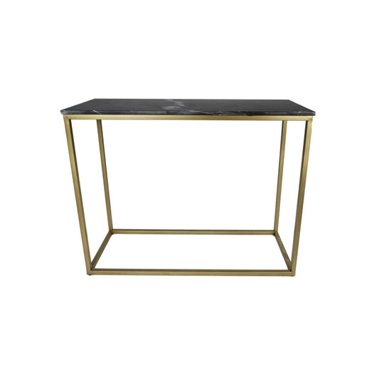 Console tafel Marseille - 100x35x75 - Zwart/goud - Marmer/metaal - Velaria Interiors