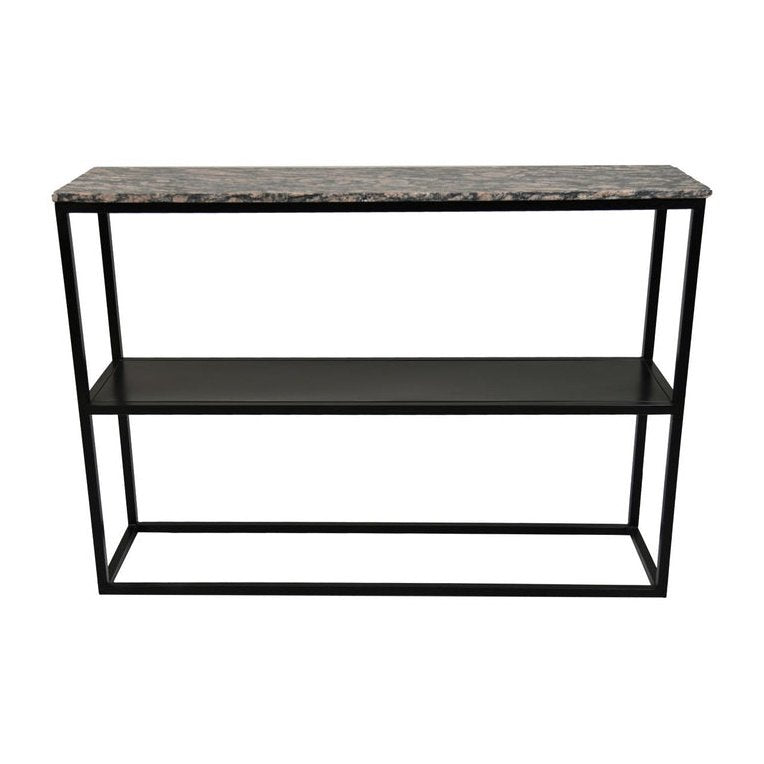 Console tafel Marseille - 120x32x85 - Bruin/zwart - Marmer/metaal - Velaria Interiors