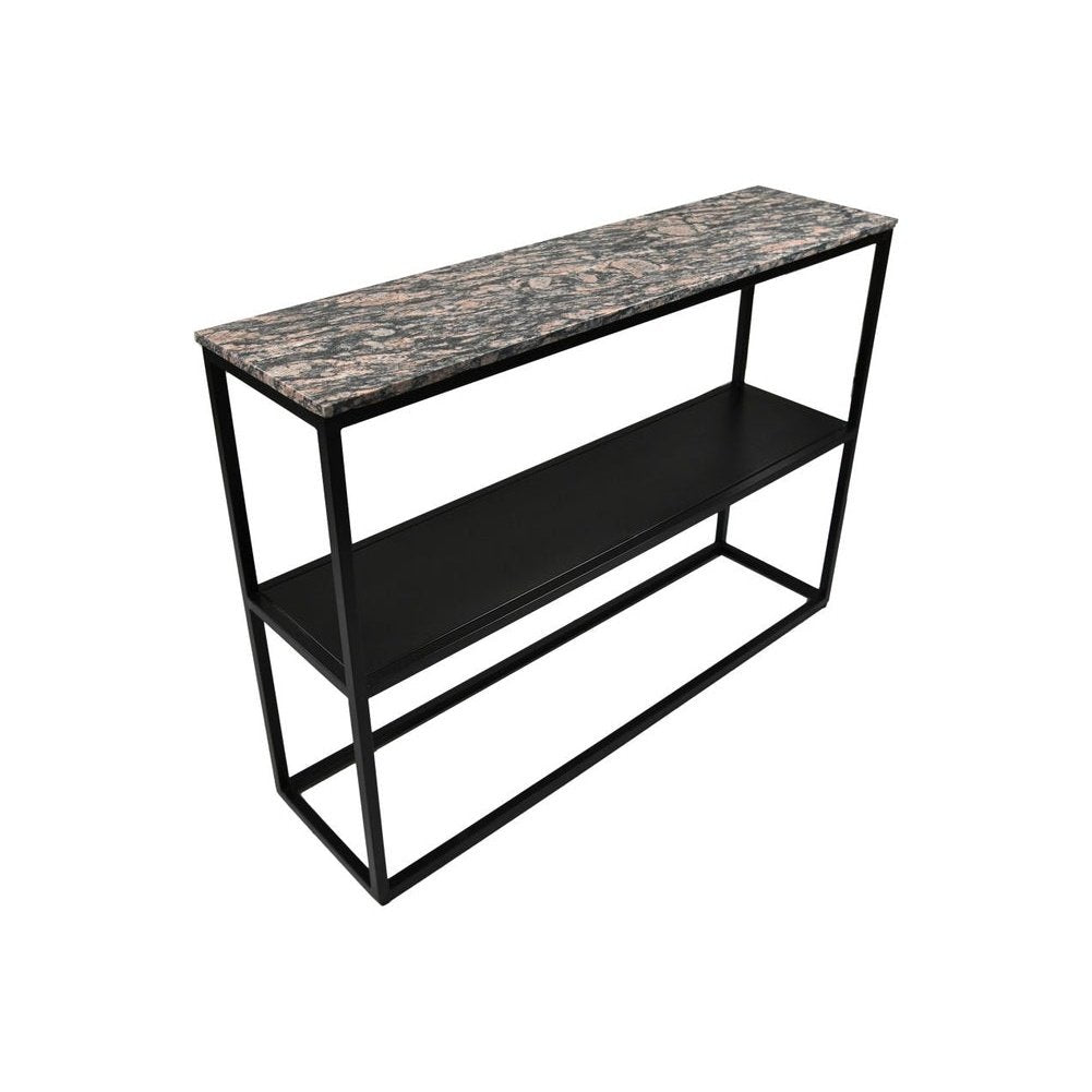 Console tafel Marseille - 120x32x85 - Bruin/zwart - Marmer/metaal - Velaria Interiors
