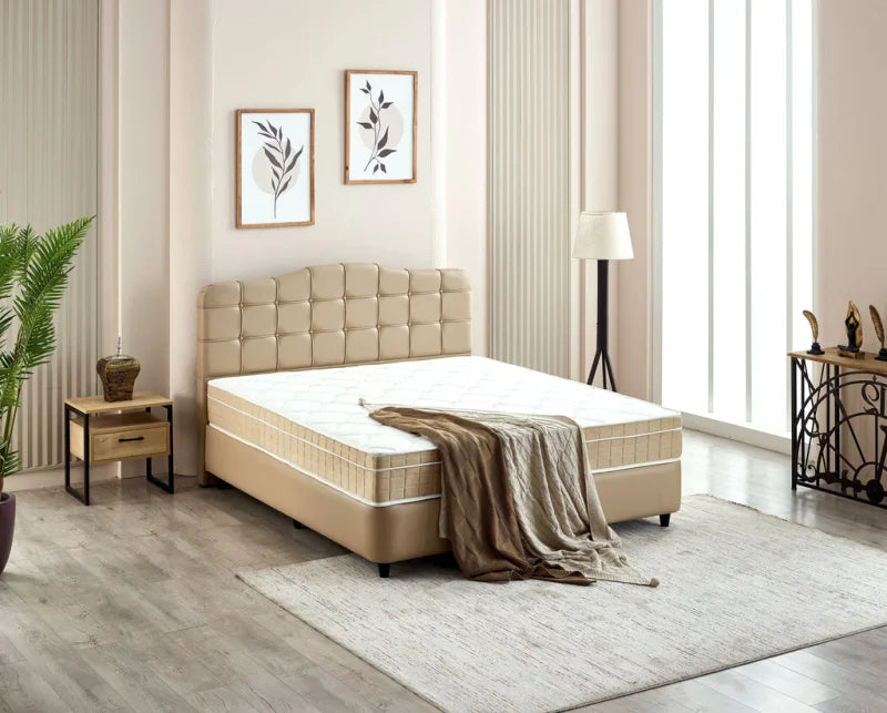 Dreamhouse Boxspring Marrakech Kunstleer - 140x200 - Taupe - Bedden