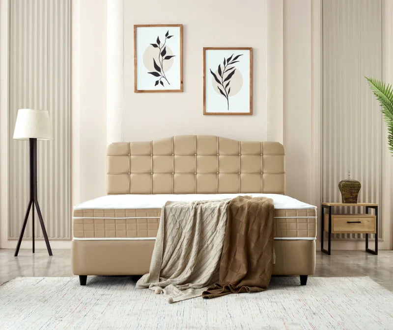 Dreamhouse Boxspring Marrakech Kunstleer - 140x200 - Taupe - Bedden