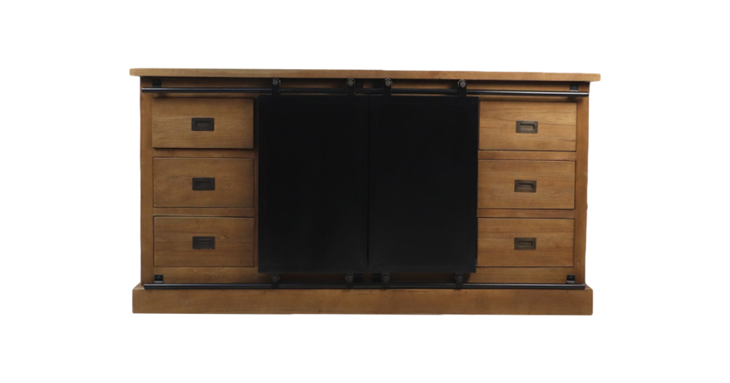 Dressoir Blackburn - 180x50x85 - Naturel/zwart - Teak/metaal