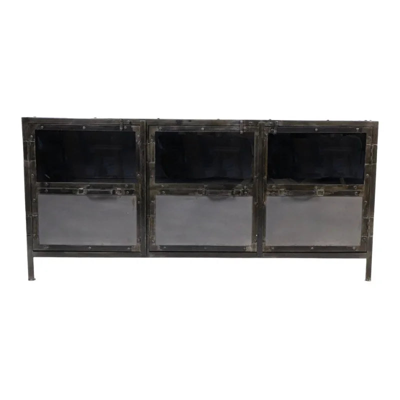 Dressoir Brooklyn - 150x40x70 - Natural Steel - Ijzer/glas - Velaria Interiors