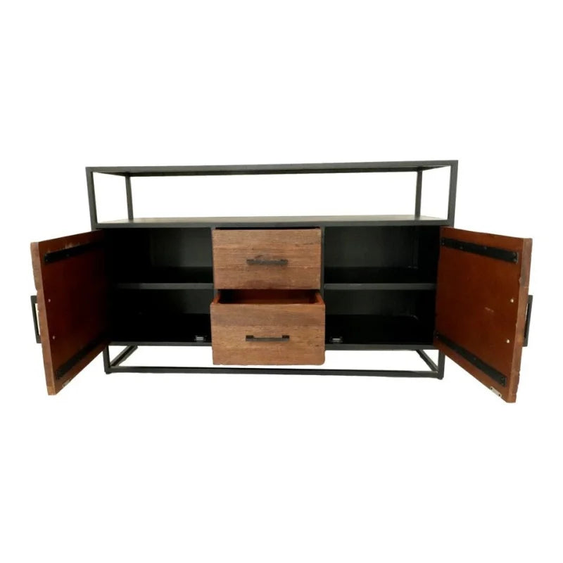 Dressoir Verona - 140x40x85 - Bruin/zwart - Oud hout/metaal - Velaria Interiors