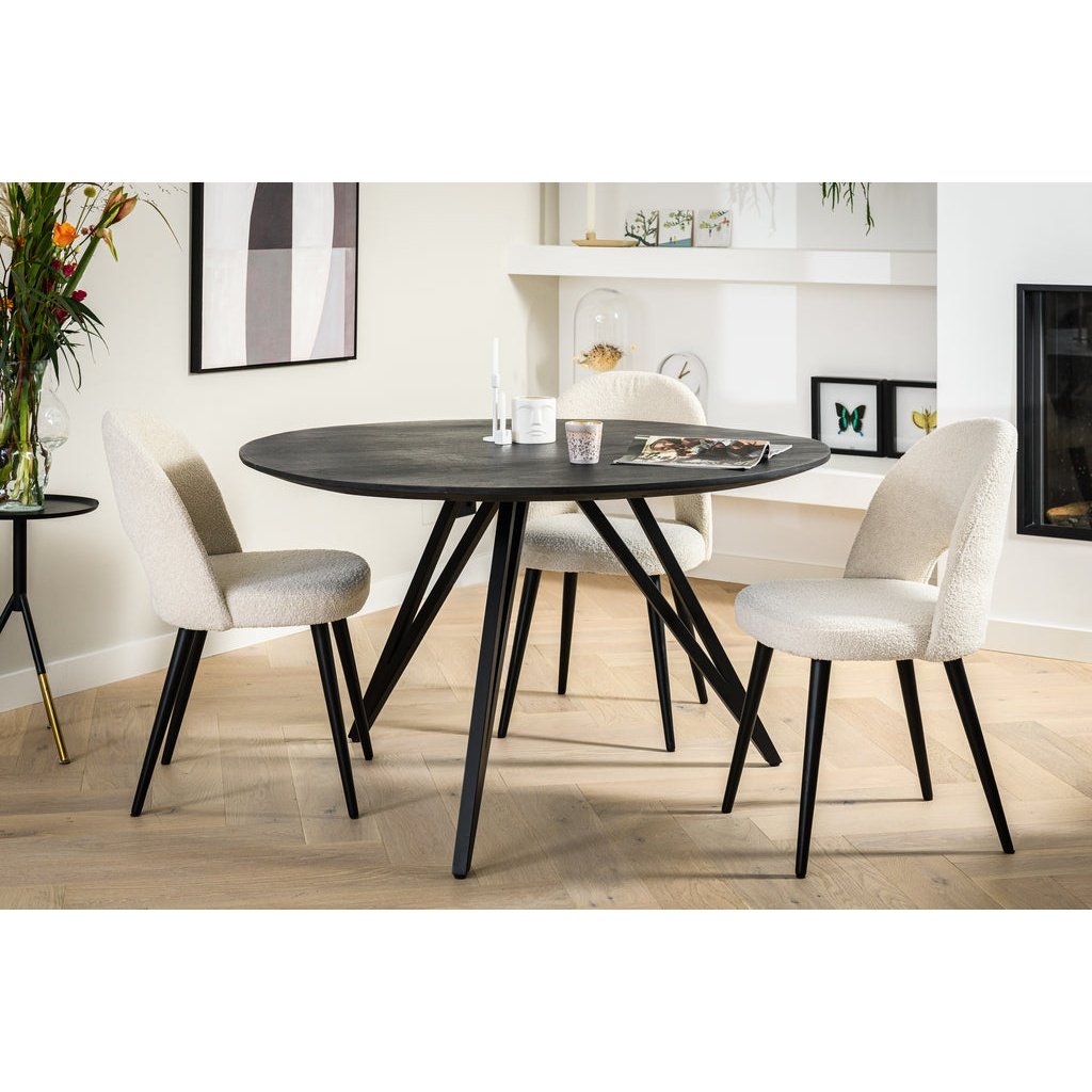 Eetkamertafel rond, 130 cm, M340 zwart - Velaria Interiors