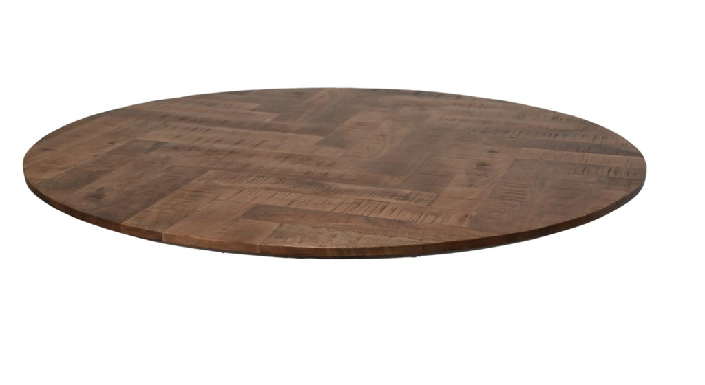 Eettafel Mozaik Verona rond - 100x100x77 - Naturel/zwart - Mangohout/metaal - Velaria Interiors