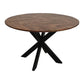 Eettafel Mozaik Verona rond - 140x140x76 - Naturel/zwart - Mangohout/metaal - Velaria Interiors