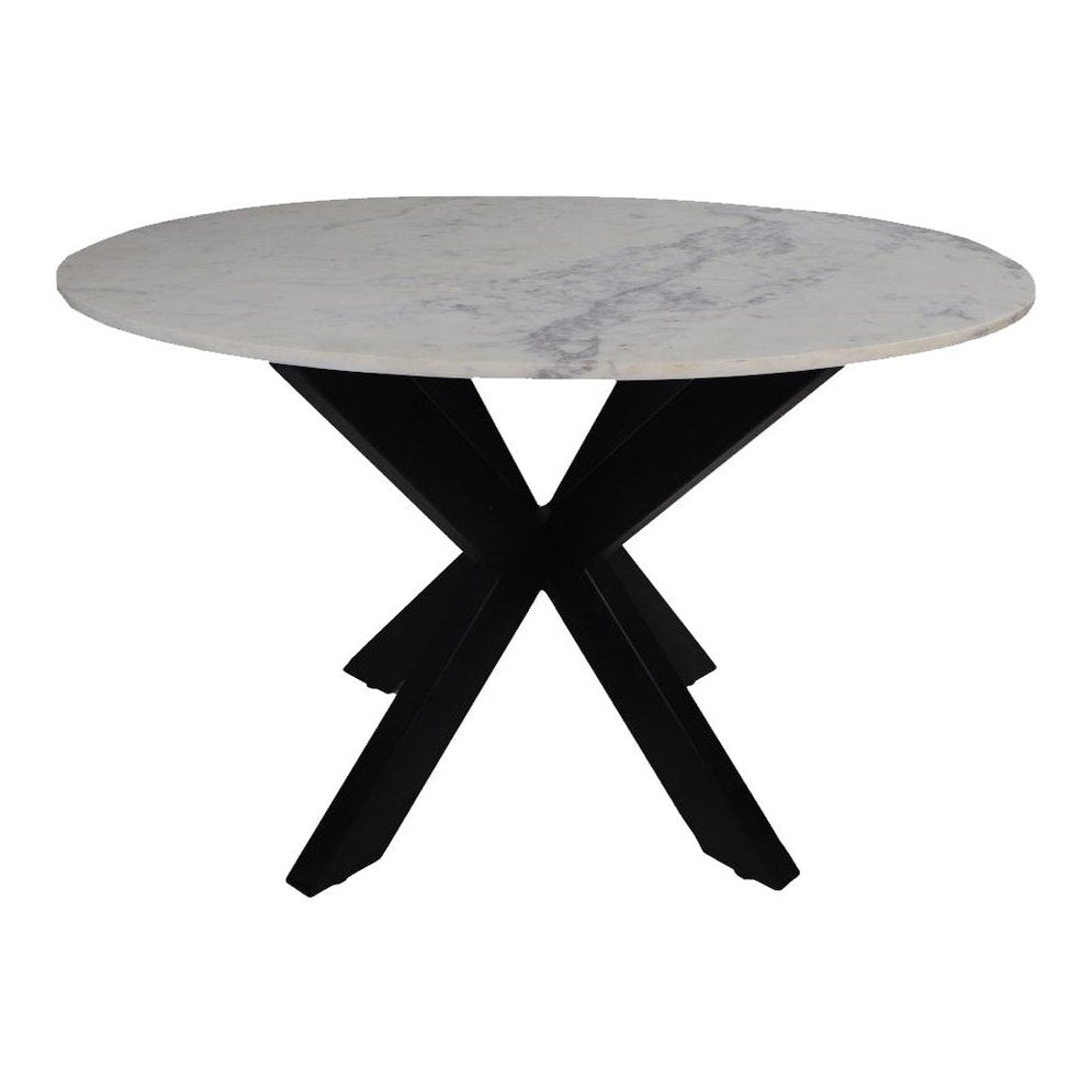 Eettafel rond marmer - ø120x76 - Wit/zwart - Marmer/metaal - Velaria Interiors