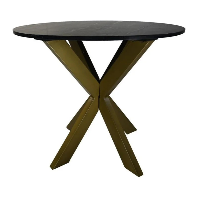 Eettafel rond marmer - ø90x76 - Zwart/goud - Marmer/metaal - Velaria Interiors