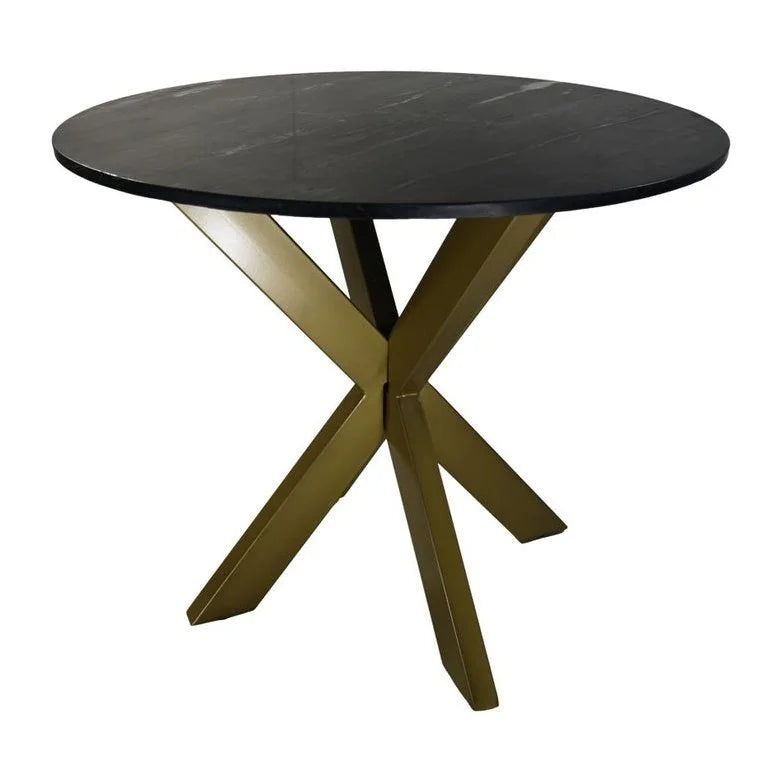 Eettafel rond marmer - ø90x76 - Zwart/goud - Marmer/metaal - Velaria Interiors