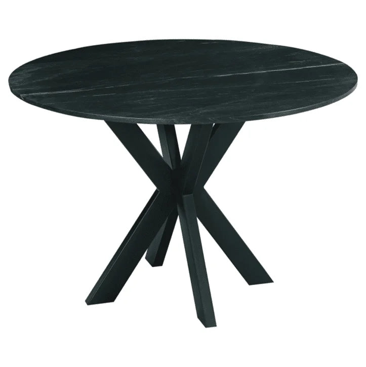 Eettafel rond marmer - ø90x77 - Zwart - Marmer/metaal - Velaria Interiors