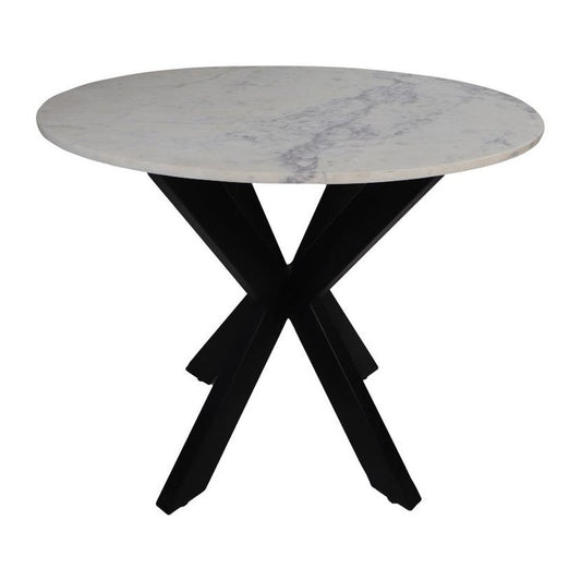 Eettafel rond marmer - ø90x76 - Wit/zwart - Marmer/metaal - Velaria Interiors