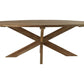 Eettafel tuin ovaal met kruispoot - 220x110x76 - Naturel - Oud teakhout