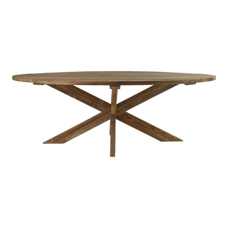 Eettafel tuin ovaal met kruispoot - 220x110x76 - Naturel - Oud teakhout - Velaria Interiors