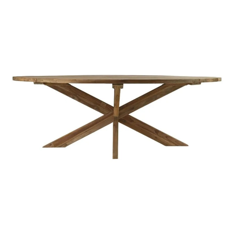 Eettafel tuin ovaal met kruispoot - 220x110x76 - Naturel - Oud teakhout - Velaria Interiors