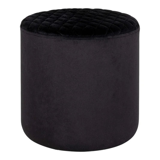 Ejby Pouf - Ronde poef in zwart fluweel - Velaria Interiors