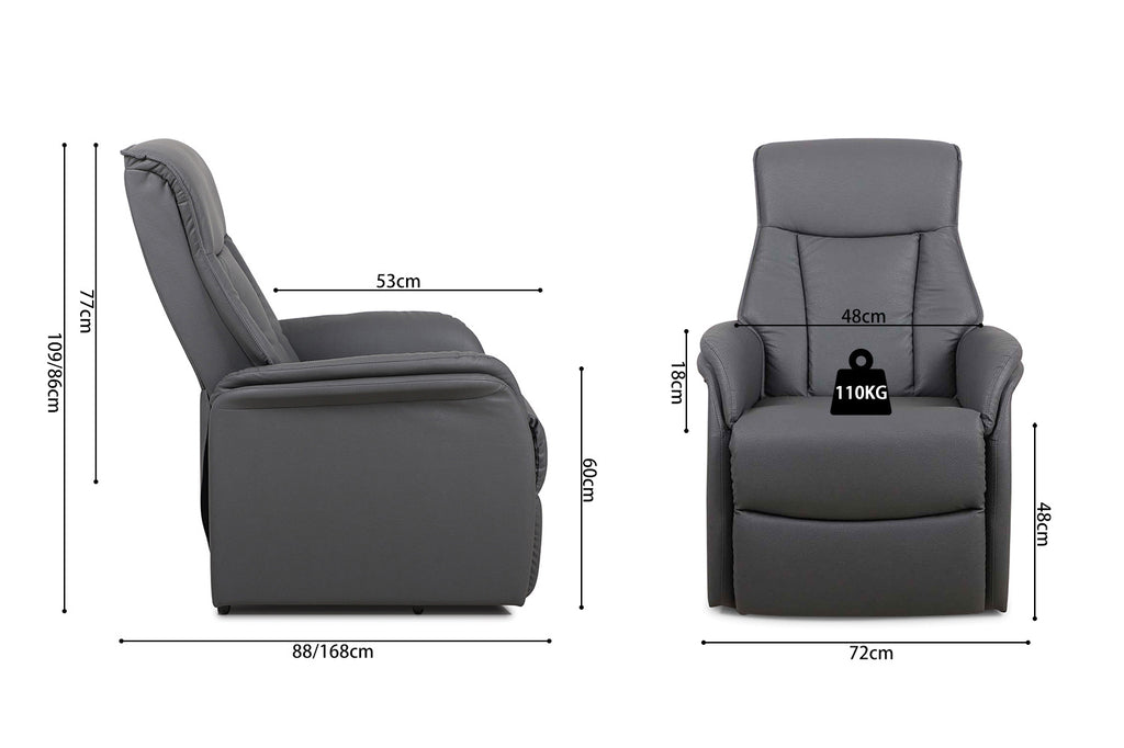 Elektrische Relaxfauteuil met lift 'Miami' PU Grijs