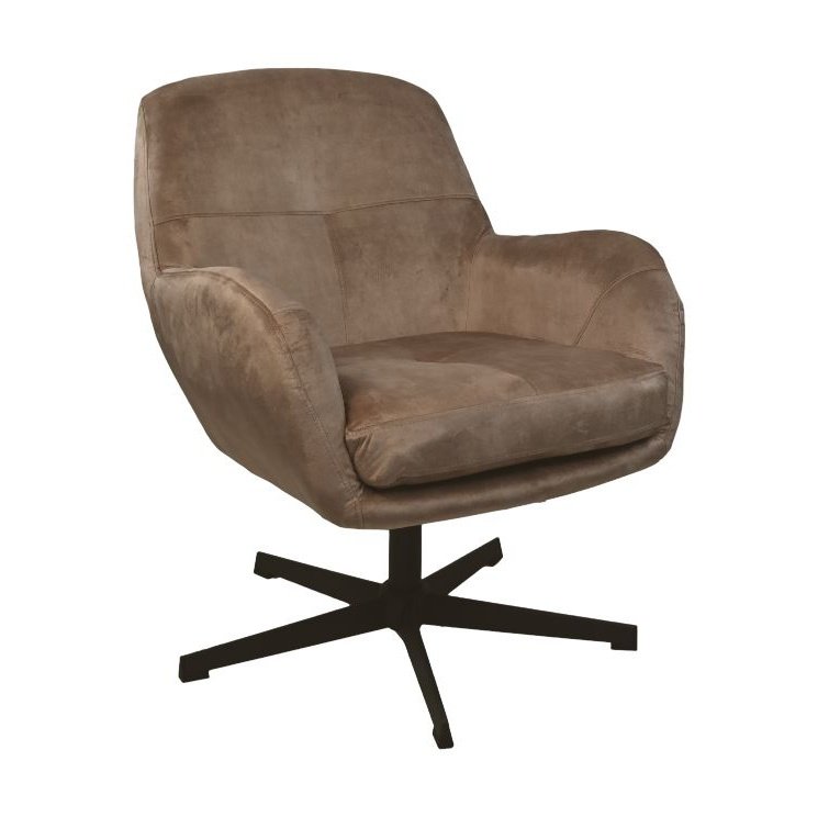 Fauteuil Cleveland - Lever/zwart - Adore/metaal - Velaria Interiors