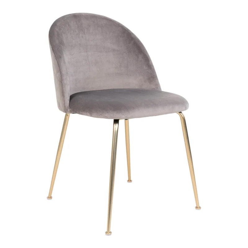 Geneve Dining Chair - Chair in grey velvet with legs in brass look - set of 2 - Velaria Interiors