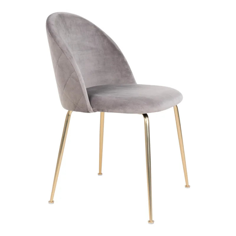 Geneve Dining Chair - Chair in grey velvet with legs in brass look - set of 2 - Velaria Interiors