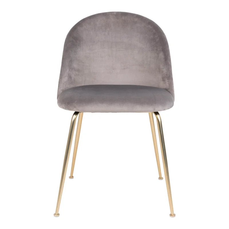 Geneve Dining Chair - Chair in grey velvet with legs in brass look - set of 2 - Velaria Interiors