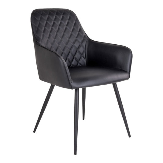 Harbo Dining Chair - Chair in black PU with black legs - set of 2 - Velaria Interiors