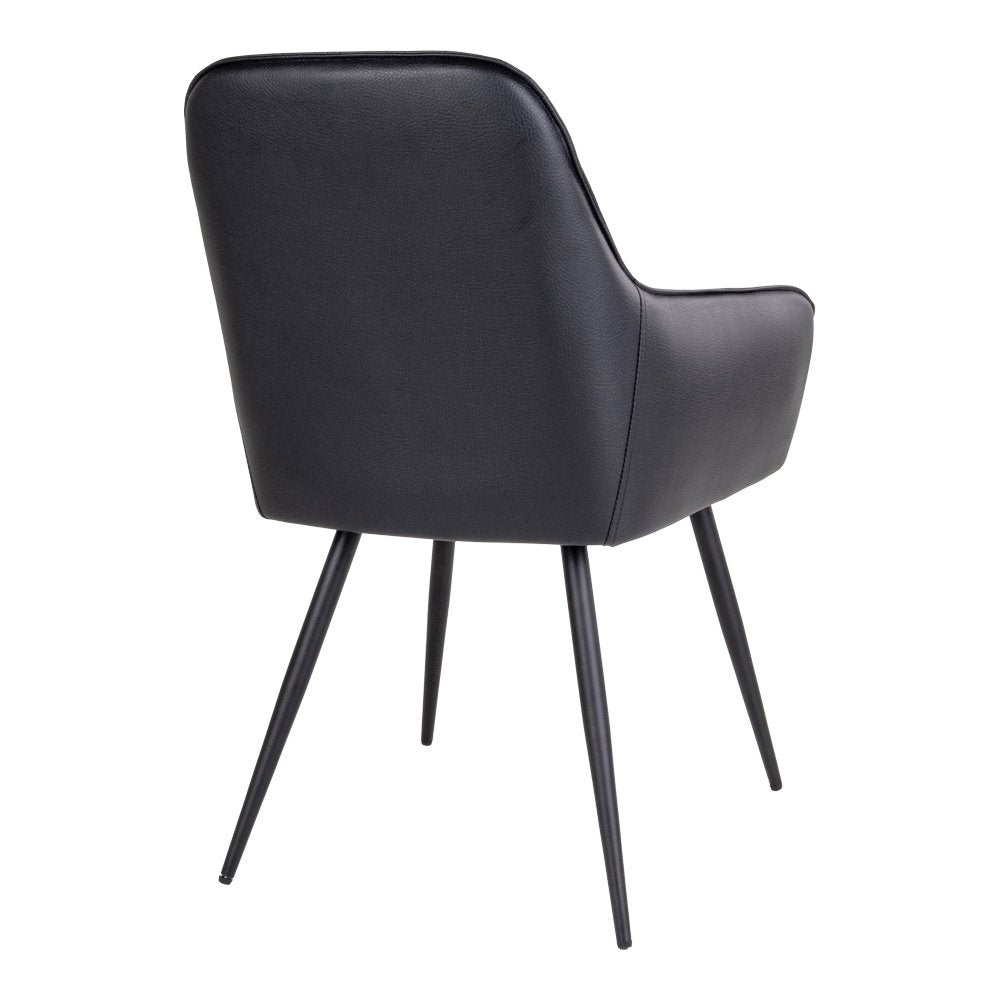 Harbo Dining Chair - Chair in black PU with black legs - set of 2 - Velaria Interiors